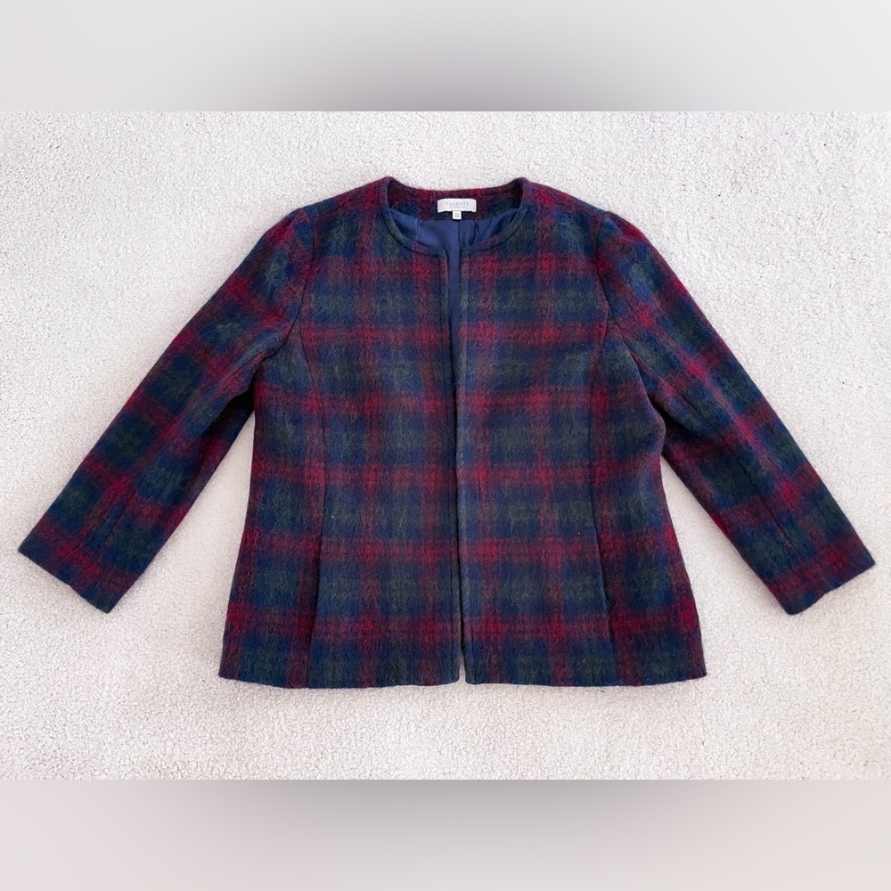 Talbots plaid wool blend mohair jacket